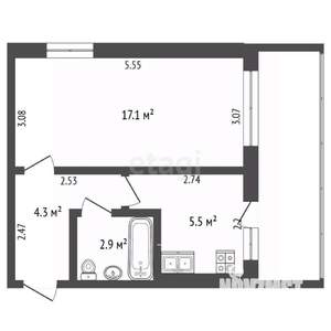 1-к квартира, вторичка, 34м2, 5/5 этаж