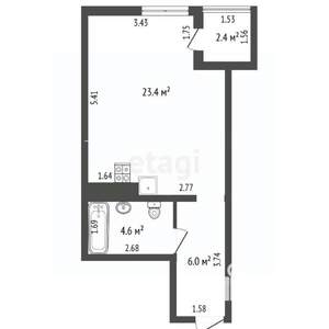 Студия квартира, вторичка, 36м2, 6/16 этаж