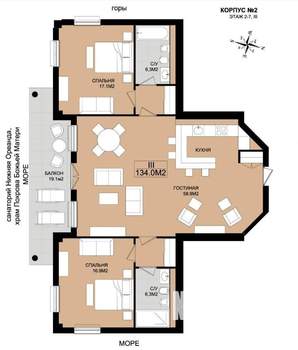 3-к квартира, вторичка, 134м2, 5/8 этаж