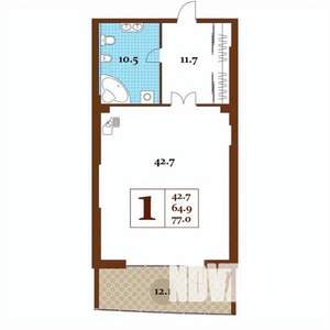 Студия квартира, вторичка, 77м2, 9/17 этаж