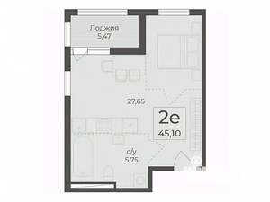 Студия квартира, строящийся дом, 45м2, 9/15 этаж