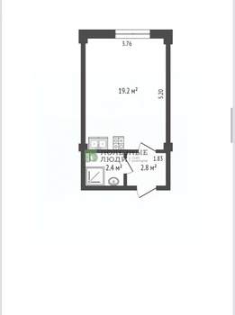 Студия квартира, вторичка, 24м2, -1/5 этаж