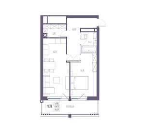 1-к квартира, вторичка, 64м2, 2/8 этаж