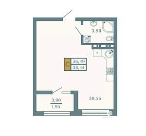 Студия квартира, вторичка, 38м2, 5/9 этаж