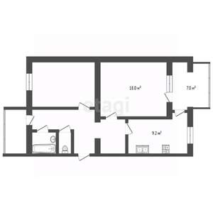 2-к квартира, вторичка, 60м2, 1/9 этаж