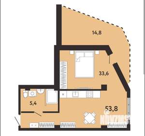 1-к квартира, вторичка, 54м2, 4/8 этаж