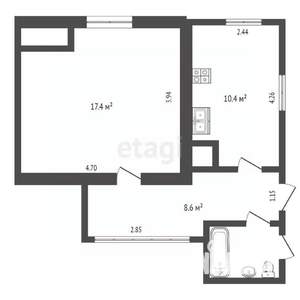 2-к квартира, вторичка, 39м2, 2/2 этаж