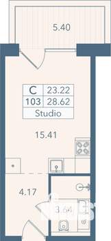 Студия квартира, строящийся дом, 29м2, 4/8 этаж