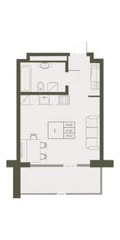 1-к квартира, строящийся дом, 35м2, 7/22 этаж