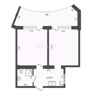 2-к квартира, вторичка, 68м2, 2/12 этаж