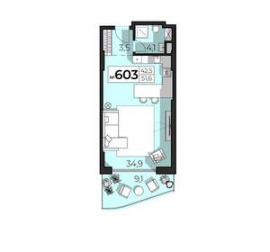 2-к квартира, вторичка, 52м2, 6/6 этаж