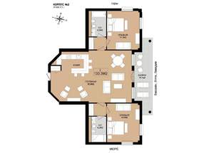 3-к квартира, вторичка, 133м2, 5/8 этаж