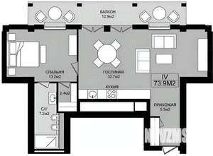2-к квартира, вторичка, 74м2, 3/8 этаж