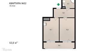 1-к квартира, сданный дом, 54м2, 7/8 этаж