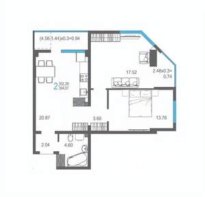 2-к квартира, строящийся дом, 64м2, 11/17 этаж