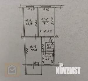 3-к квартира, вторичка, 62м2, 1/5 этаж