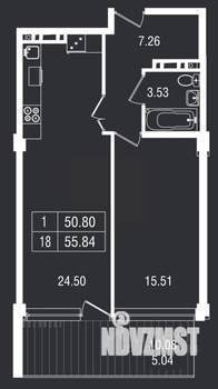 1-к квартира, вторичка, 56м2, 3/8 этаж