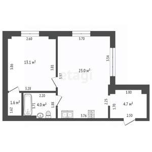 2-к квартира, вторичка, 45м2, 2/6 этаж