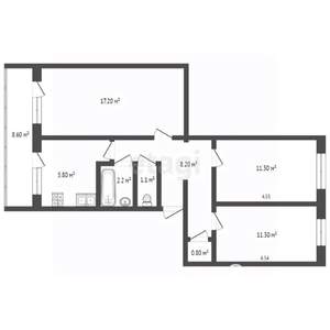 3-к квартира, вторичка, 67м2, 5/5 этаж