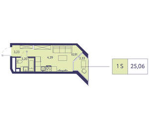 1-к квартира, вторичка, 25м2, 12/20 этаж