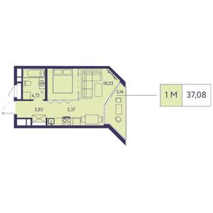 1-к квартира, вторичка, 37м2, 12/20 этаж