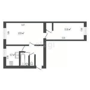 2-к квартира, вторичка, 42м2, 1/4 этаж