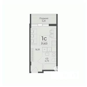 1-к квартира, строящийся дом, 32м2, 3/15 этаж