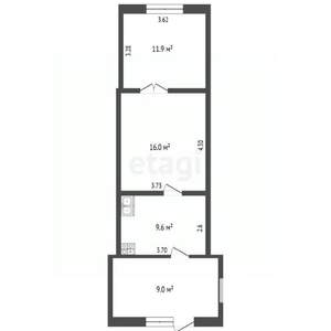 2-к квартира, вторичка, 47м2, 1/1 этаж