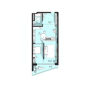 1-к квартира, строящийся дом, 87м2, 2/6 этаж