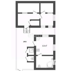 2-к квартира, вторичка, 46м2, 1/1 этаж