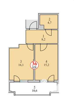 2-к квартира, вторичка, 55м2, 5/7 этаж