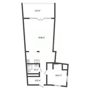 1-к квартира, вторичка, 95м2, 2/10 этаж