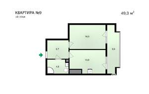2-к квартира, сданный дом, 49м2, 2/8 этаж