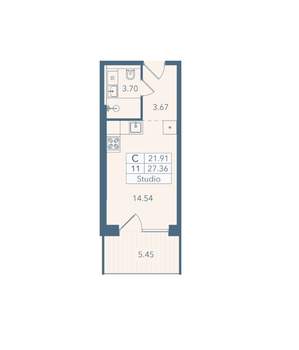 Студия квартира, вторичка, 27м2, 3/8 этаж