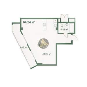 Студия квартира, вторичка, 64м2, 5/8 этаж