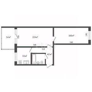 2-к квартира, вторичка, 47м2, 1/5 этаж
