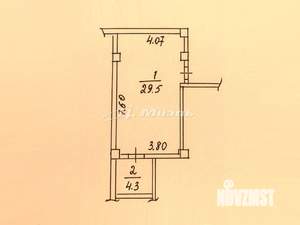 Студия квартира, вторичка, 33м2, 2/6 этаж