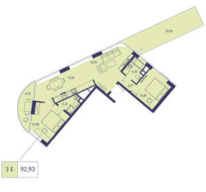 3-к квартира, вторичка, 93м2, 12/20 этаж