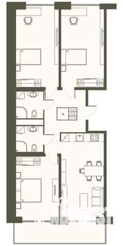3-к квартира, строящийся дом, 108м2, 7/22 этаж