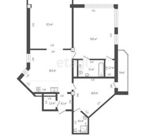 3-к квартира, вторичка, 146м2, 7/11 этаж