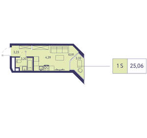 1-к квартира, вторичка, 25м2, 6/20 этаж