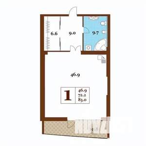 Студия квартира, вторичка, 83м2, 9/17 этаж