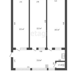 3-к квартира, вторичка, 58м2, 2/2 этаж