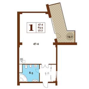 Студия квартира, вторичка, 78м2, 9/15 этаж