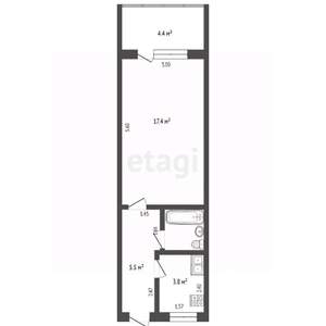 1-к квартира, вторичка, 32м2, 5/5 этаж
