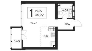 1-к квартира, вторичка, 36м2, 11/21 этаж