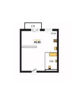 1-к квартира, вторичка, 46м2, 4/15 этаж