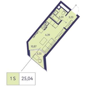 Студия квартира, вторичка, 25м2, 12/20 этаж