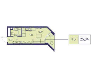 1-к квартира, вторичка, 25м2, 2/20 этаж