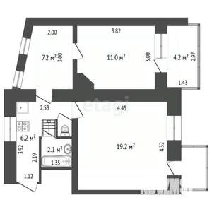 2-к квартира, вторичка, 46м2, 2/3 этаж